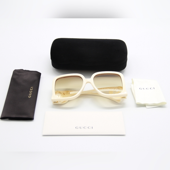 NEW GUCCI GG1326S 002 SQUARE WOMEN NUDE OVERSIZED SUNGLASSES - Picture 15 of 16